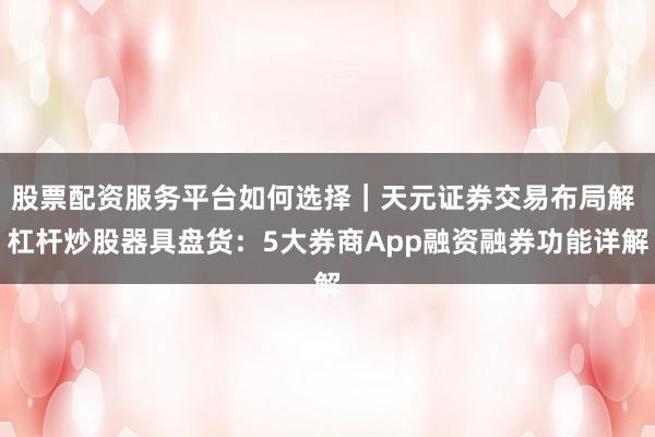 股票配资服务平台如何选择｜天元证券交易布局解 杠杆炒股器具盘货：5大券商App融资融券功能详解
