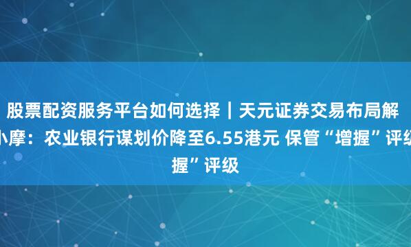 股票配资服务平台如何选择｜天元证券交易布局解 小摩：农业银行谋划价降至6.55港元 保管“增握”评级